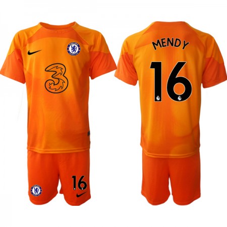 Camiseta de fútbol Chelsea Orange MENDY 16 Portero Niño 2022/23 Camiseta de fútbol Chelsea Orange MENDY 16 Portero Niño 2022/23